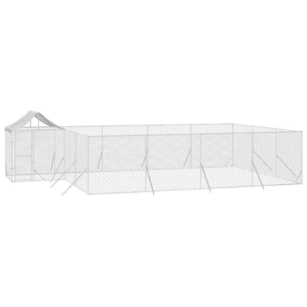 Produktbild för Hundgård med tak silver 10x6x2,5 m galvaniserat stål