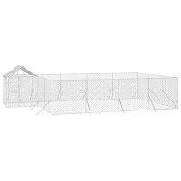 Produktbild för Hundgård med tak silver 10x6x2,5 m galvaniserat stål
