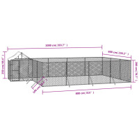 Produktbild för Hundgård med tak silver 10x6x2,5 m galvaniserat stål