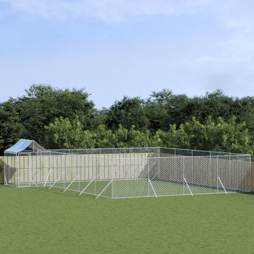 vidaXL Hundgård med tak silver 10x8x2,5 m galvaniserat stål