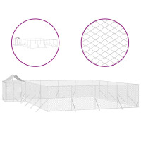 Produktbild för Hundgård med tak silver 10x8x2,5 m galvaniserat stål