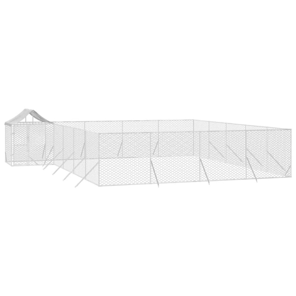 Produktbild för Hundgård med tak silver 10x8x2,5 m galvaniserat stål