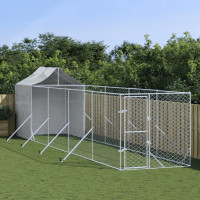 Produktbild för Hundgård med tak silver 2x10x2,5 m galvaniserat stål