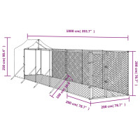 Produktbild för Hundgård med tak silver 2x10x2,5 m galvaniserat stål