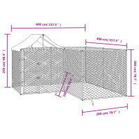 Produktbild för Hundgård med tak silver 4x4x2,5 m galvaniserat stål