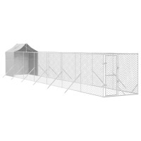 Produktbild för Hundgård med tak silver 2x14x2,5 m galvaniserat stål