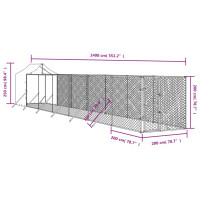 Produktbild för Hundgård med tak silver 2x14x2,5 m galvaniserat stål
