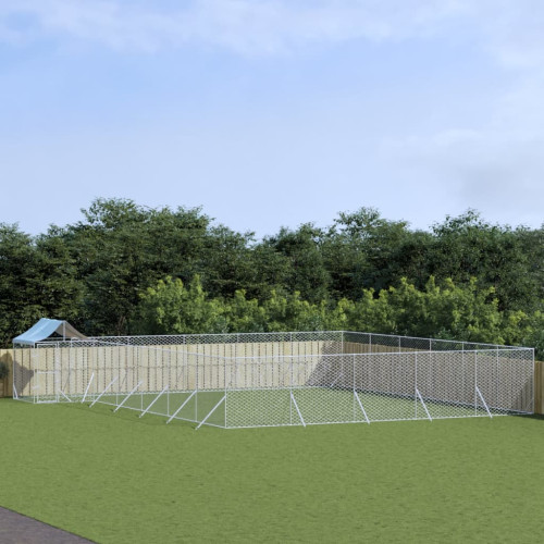 vidaXL Hundgård med tak silver 12x12x2,5 m galvaniserat stål