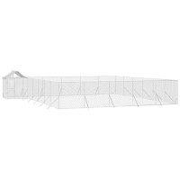 Produktbild för Hundgård med tak silver 12x12x2,5 m galvaniserat stål