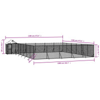 Produktbild för Hundgård med tak silver 12x12x2,5 m galvaniserat stål