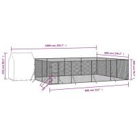 Produktbild för Hundgård med tak silver 6x6x2,5 m galvaniserat stål