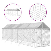 Produktbild för Hundgård med tak silver 2x10x2,5 m galvaniserat stål