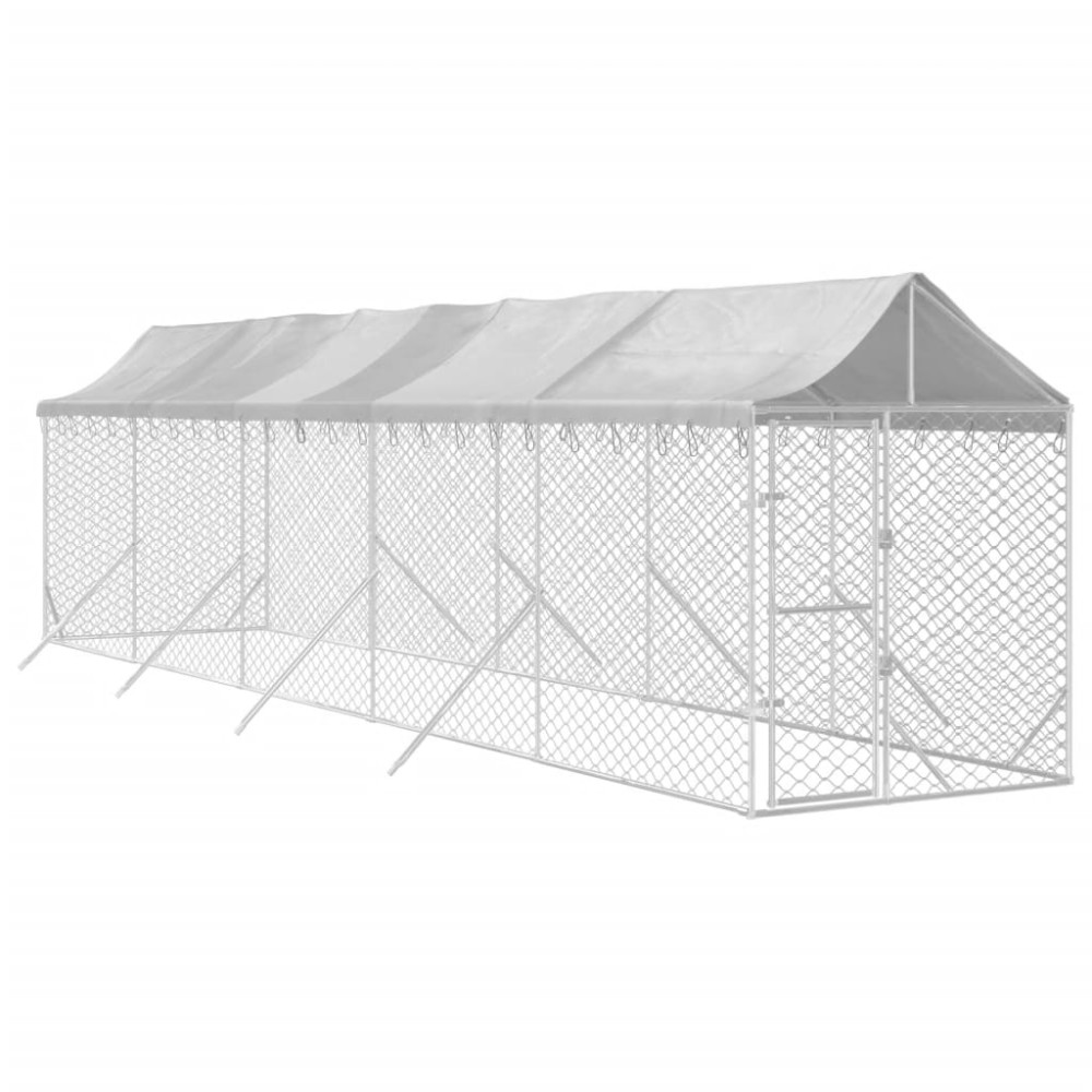 Produktbild för Hundgård med tak silver 2x10x2,5 m galvaniserat stål