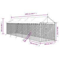 Produktbild för Hundgård med tak silver 2x10x2,5 m galvaniserat stål