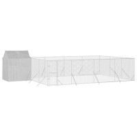 Produktbild för Hundgård med tak silver 10x6x2,5 m galvaniserat stål