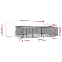 Produktbild för Hundgård med tak silver 10x6x2,5 m galvaniserat stål