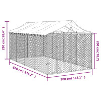 Produktbild för Hundgård med tak silver 3x6x2,5 m galvaniserat stål