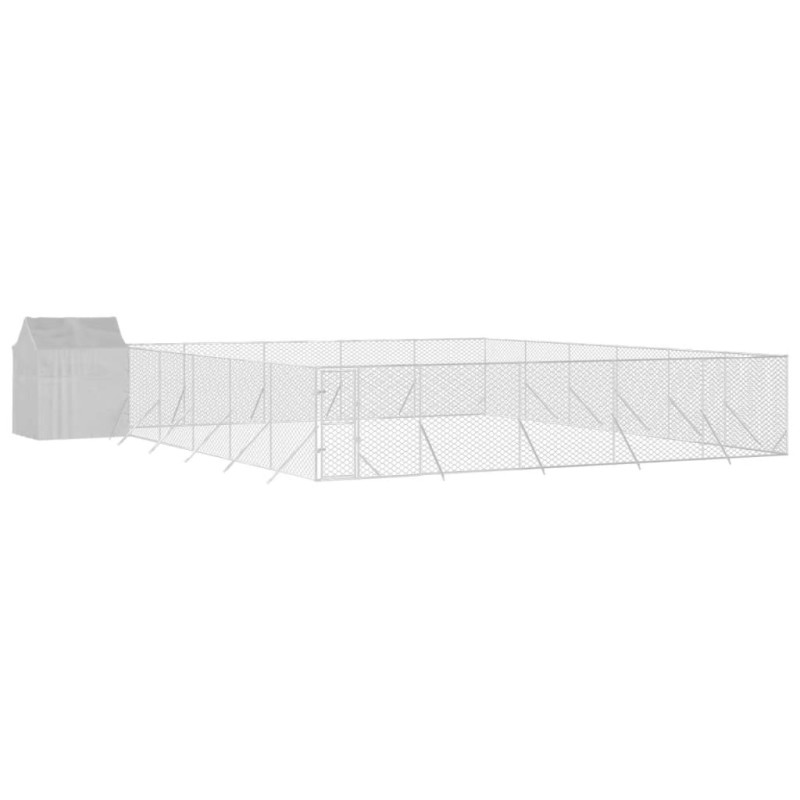 Produktbild för Hundgård med tak silver 12x12x2,5 m galvaniserat stål