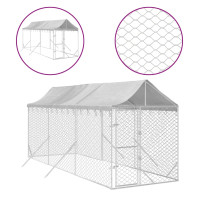Produktbild för Hundgård med tak silver 2x6x2,5 m galvaniserat stål