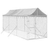 Produktbild för Hundgård med tak silver 2x6x2,5 m galvaniserat stål