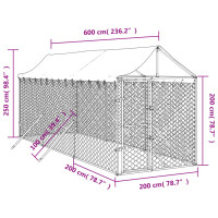 Produktbild för Hundgård med tak silver 2x6x2,5 m galvaniserat stål