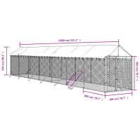 Produktbild för Hundgård med tak silver 2x14x2,5 m galvaniserat stål