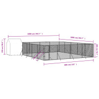 Produktbild för Hundgård med tak silver 10x10x2,5 m galvaniserat stål