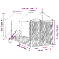 Produktbild för Hundgård med tak silver 2x6x2,5 m galvaniserat stål