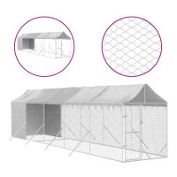 Produktbild för Hundgård med tak silver 2x10x2,5 m galvaniserat stål