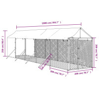 Produktbild för Hundgård med tak silver 2x10x2,5 m galvaniserat stål