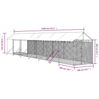 Produktbild för Hundgård med tak silver 2x14x2,5 m galvaniserat stål