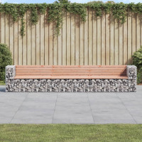 Produktbild för Trädgårdsbänk gabion-design 347x71x65,5 cm massivt douglasträ