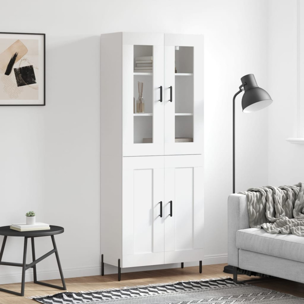 Produktbild för Högskåp vit 69,5x34x180 cm konstruerat trä