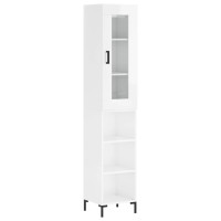 Produktbild för Högskåp vit högglans 34,5x34x180 cm konstruerat trä