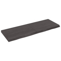 Produktbild för Bänkskiva badrum mörkbrun 140x50x(2-6) cm behandlat massivt trä