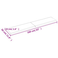 Produktbild för Bänkskiva badrum mörkbrun 160x30x(2-4) cm behandlat massivt trä