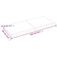 Produktbild för Bänkskiva badrum mörkbrun 140x60x(2-4) cm behandlat massivt trä