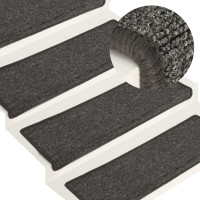 Miniatyr av produktbild för Trappstegsmattor 15 st 65x21x4 cm grå och svart