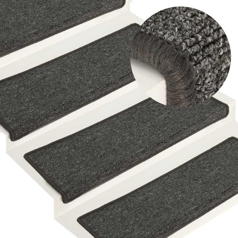 Produktbild för Trappstegsmattor 15 st 65x21x4 cm grå och svart