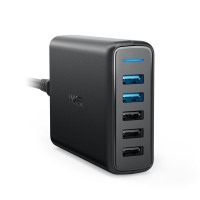 Produktbild för Anker PowerPort Speed 5 strömadapter - 3 x USB typ A, 2 x 9-stifts USB typ A - 63 Watt