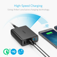 Produktbild för Anker PowerPort Speed 5 strömadapter - 3 x USB typ A, 2 x 9-stifts USB typ A - 63 Watt