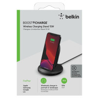 Produktbild för Belkin BoostCharge trådlös laddningsplatta - + växelströmsadapter - 15 Watt