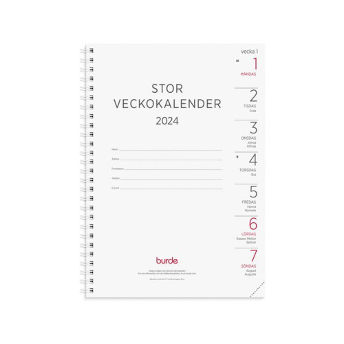 Burde Stor Veckokalender refill - 1100