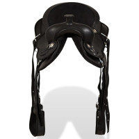 Produktbild för Westernsadel träns&halsband äkta läder 13" svart