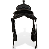 Miniatyr av produktbild för Westernsadel träns&halsband äkta läder 12" svart