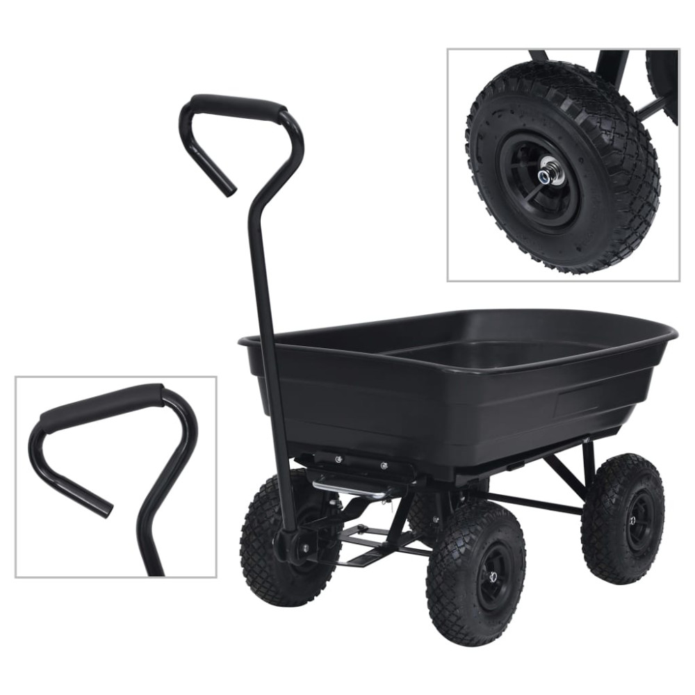 Produktbild för Trädgårdsvagn tippbar 300 kg 75L svart