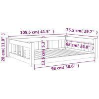 Produktbild för Hundbädd svart 105,5x75,5x28 massiv furu