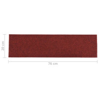 Produktbild för Trappstegsmattor självhäftande 15 st 76x20 cm röd