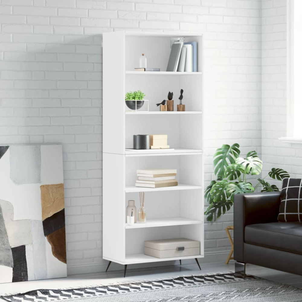 Produktbild för Högskåp vit 69,5x32,5x180 cm konstruerat trä