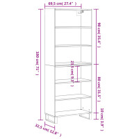 Produktbild för Högskåp betonggrå 69,5x32,5x180 cm konstruerat trä